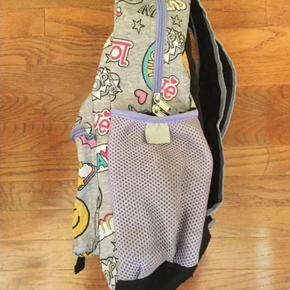 GRAY PURPLE BACKPACK EMOJI STICKERS ICONS USED SCHOOL COLLEGE